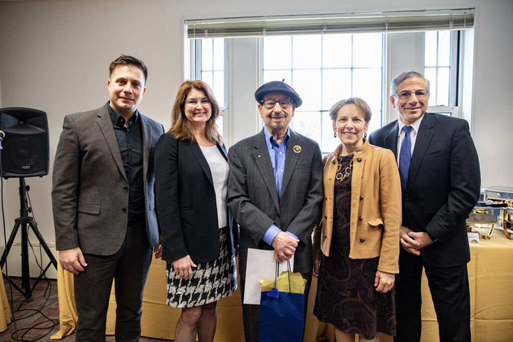 Dr. Allen Katz with ECE Department Chair Anthony Deese, School of Engineering Dean Andrea Welker, TCNJ President Kathryn Foster and Provost Jeff Osborn.